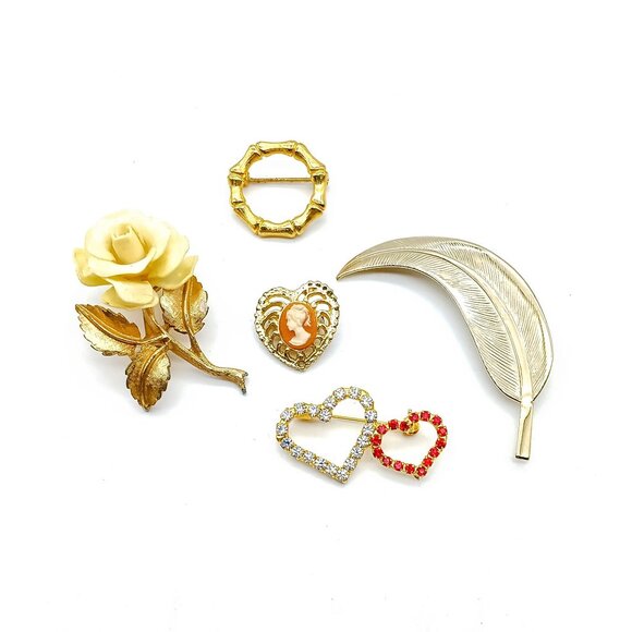 Elegant Gold and Silver Brooch Set - Picture 1 of 3